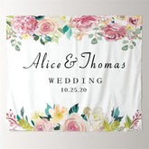 Lofaris Personalized Elegant Pink Flowers Wedding Backdrop